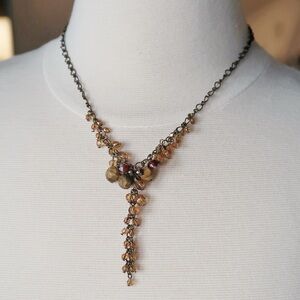 Vintage Beaded Necklace / Y-Drop Statement Necklace